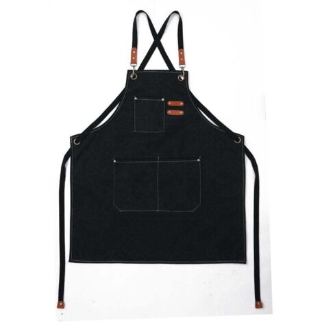 ZVD (Noir)Tablier Cuisine Homme Tabliers en Toile avec 3 Poches Imperméable et Réglable Apron pour Barbecue, Restaurant,Jardin, Charpentier,78 x 68cm (1/4)