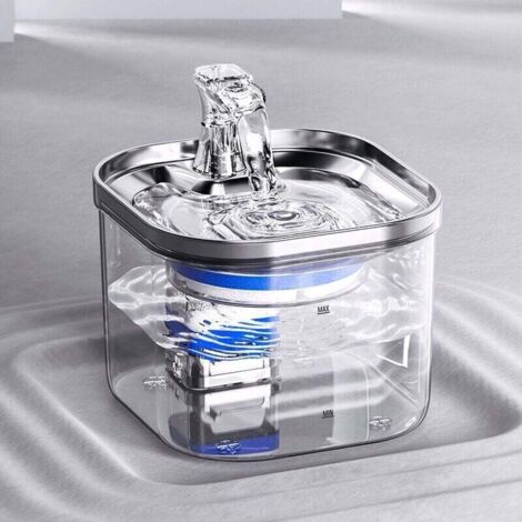 ZVD Fontaine à eau pour chat Distributeur d'eau automatique pour chat en acier inoxydable 2L Fontaine à eau potable ultra-silencieuse pour animaux de compagnie Fontaine pour chien Bol à eau pour chat  (1/4)