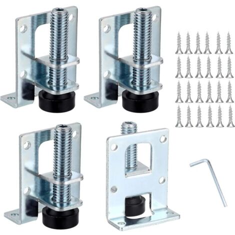 ZVD Lot de 4 pieds de nivellement réglables pour meubles en forme de L, supports de montage de meubles, pieds de table de nivellement de meubles en métal pour établi, armoire, armoire, 5,1 cm.