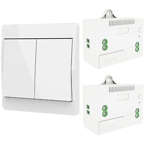 ZVD Interrupteur d'éclairage auto-générant sans fil, interrupteur à radiofréquence et récepteur de relais, contrôleur avec fusible, interrupteur cinétique sans batterie (Kit 1 voie 2 clés) (1/4)