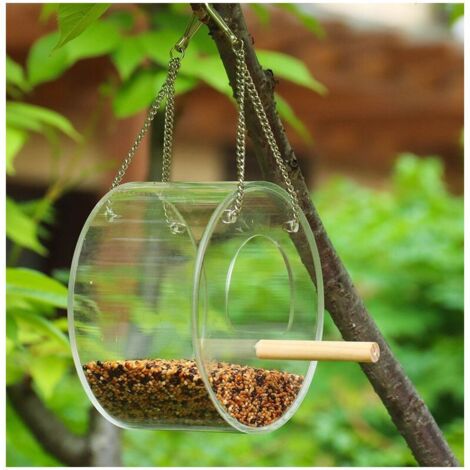 Jardin Balcon Résistant Intempéries Mangeoire Oiseaux 2 En 1 GYMAX - 2 Compartiments Graines - Métal Résistant - Pour Jardin/balcon Accessoire Jardin Oiseaux Sauvages