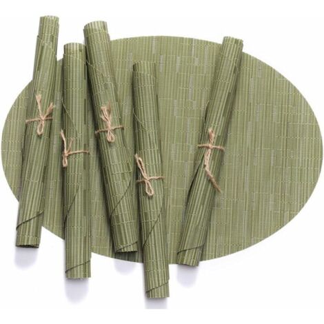 ZVD Lot de 6 sets de table ovales en vinyle lavable antidérapant résistant à l'usure et à la chaleur (vert)-Fei Yu (1/4)