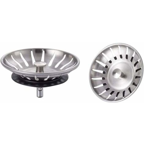 ZVD 2 Pièces Bouchon Evier Cuisine Inox - Filtre Evier Cuisine Universel, Bonde Evier avec 18 Fentes, Grille Evier Cuisine Antiblocage, Panier pour Evier Inox Vidange Rapide (1/4)