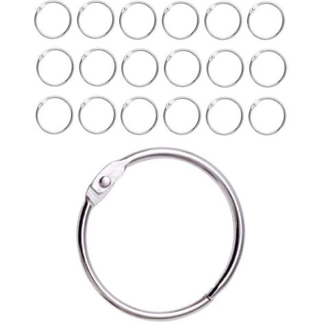 ZVD Lot de 20 anneaux de rideau de douche avec crochets en métal - Anneaux ronds ouvrables de 50 mm pour rideaux, salle de bain, maison, classeurs - Métallique (1/4)