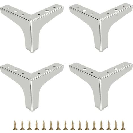 ZVD 10cm Pied de canapé en métal 4 pcs Pieds de meuble modernes Pieds de meuble de canapé Pieds de rehausseur de meubles Pieds de rechange pour meuble TV Canapé Placard, Argent (1/4)