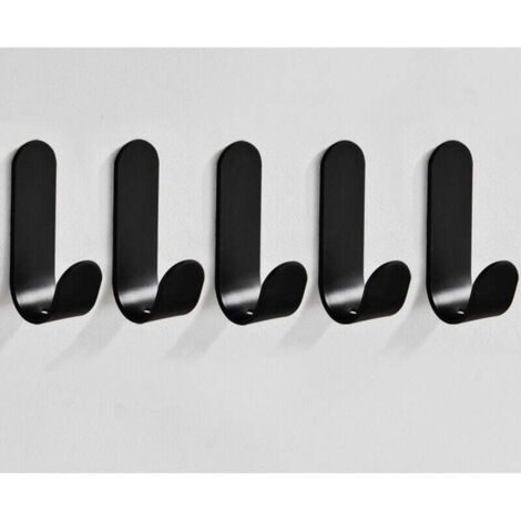 ZVD 5 Pièces Crochet Adhesif Mural, Accroche Torchon Cuisine, Porte Serviette Salle de Bain, Crochet Adhesif Sans Trace, Fixation Murale Sans Percer, Attache Murale, Crochets Adhesifs, Noir (1/4)