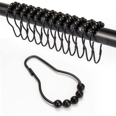 ZVD 12 Pièces Crochet Rideau Douche, Anneau Rideau Douche avec Système Coulissant, Anneaux pour Tringle à Rideaux Antirouille, Anneaux Rideaux Douche pour Rideau de Porte, Rideau de fenêtre (1/4)