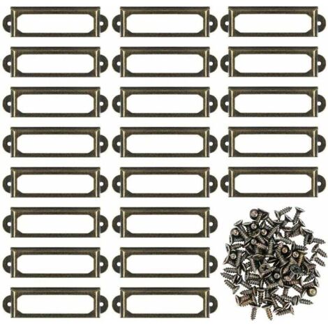 ZVD Lot de 50 porte-étiquettes en métal pour meuble, tiroir, carte, cadre de plaque signalétique pour étagère de bureau, étagère de bibliothèque (60 x 24 mm) (1/4)