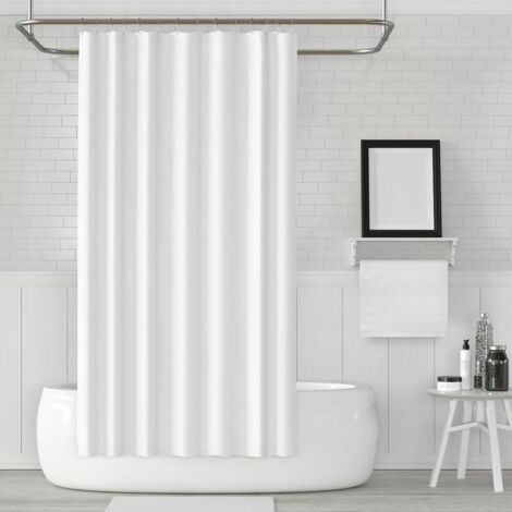 ZVD Rideau de Douche, Rideaux de Douche Blanc en Tissu Impermeable et Anti-moisissure, Lavable en Machine, avec 8 Crochets Antirouille et l'ourlet Leste en Bas,100x180CM (1/4)