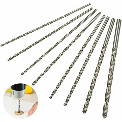 ZVD Ahlsen Set de Foret Extra Long 200mm 8Pcs Superma, Foret en Acier à Grande Vitesse, Tige Droite avec Diamètre de 4mm, 4.2mm, 4.5mm, 5mm, 5.2mm, 6mm, 8mm, 10mm (1/5)