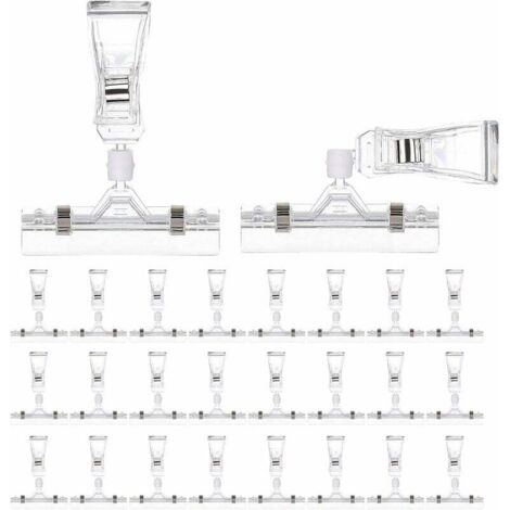 ZVD Lot de 25 porte-étiquettes en plastique pour étagère métallique, étiquette de prix de vente au détail, étiquettes de panier à clipser pour bacs de rangement, support d'affichage de marchandise (4 (1/4)