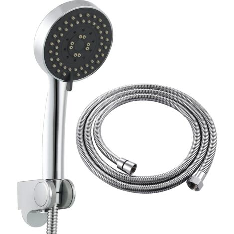 Pommeau Douche Haute Pression avec Tuyau et Support Plastique Set de Douche 5 Jets, Chrome Z-V-D (1/5)