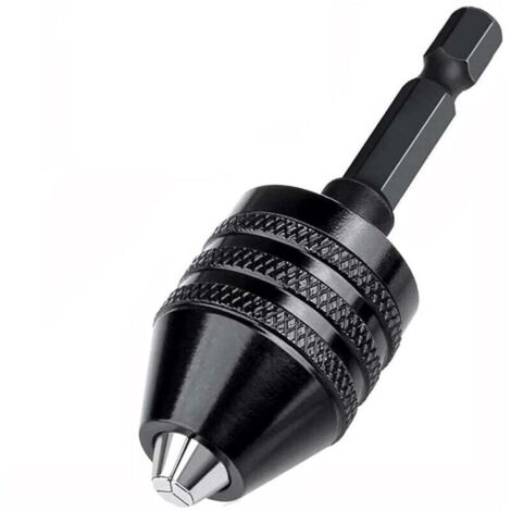 Mandrin pour perceuse à colonne,Tige hexagonale mandrin sans clé adaptateur à changement rapide convertisseur adaptateur de forage (0.3-6.5mm) (1/4)