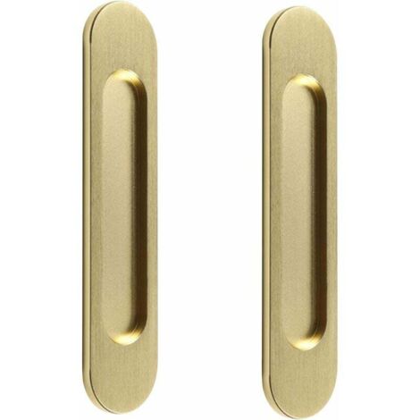 ZVD 2 poignées ovales autocollantes en or de 15cm, poignée de porte coulissante en aluminium, pour portes de grange coulissantes, fenêtres et placards sans perçage (1/4)
