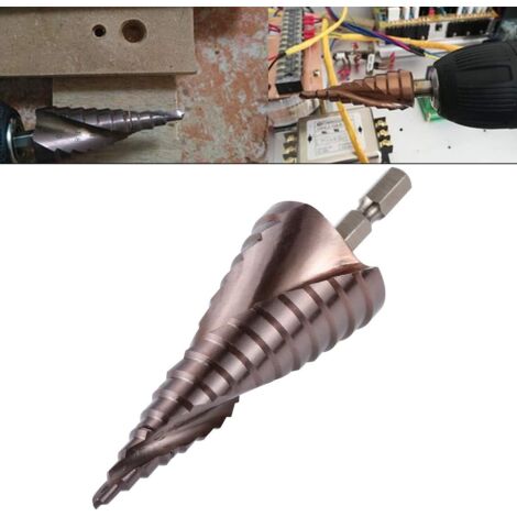 M35 Cobalt Spiral Fluted Step Drill Bit - Poignée Hexagonale 1/4" - 15 Tailles - 432 mm (1/5)