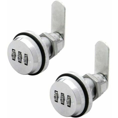 ZVD Lot de 2 PCS 3 Code à Chiffres Combinaison Serrure à Came Serrure Armoire 1930mm Serrure à Code pour Casier Garde-robe Classement de porte Cabinet Boites Aux Lettres Tiroir Placard(Argent) (1/4)