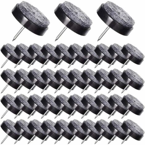 ZVD 50 Pcs Patin Chaise a Clouer 24mm Noir Tampon Chaise en Feutre pour Protéger Pieds des Meubles (1/4)