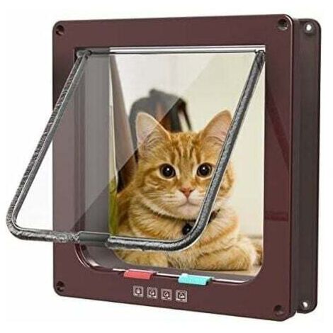 ZVD Chatière avec bande magnétique faible, porte pour chats et chiots, porte pour chats avec tunnel (19.7192cm, marron)