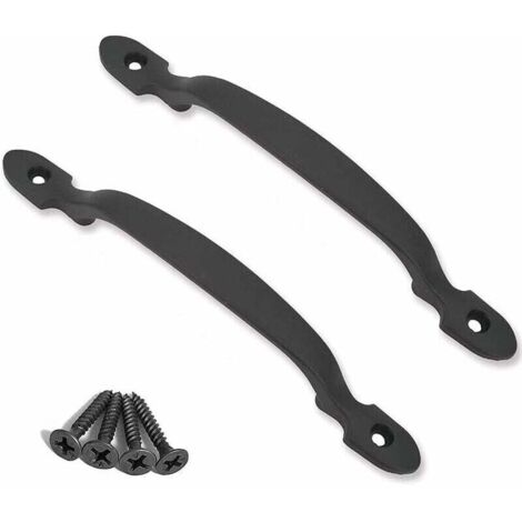 ZVD 2 poignées de porte en fonte noire pour portes de grange, jardins, cabanons, noir (1/4)