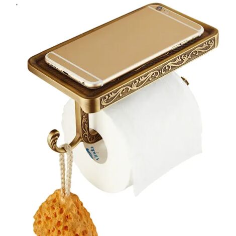 chrome/gold wall mounted toilet paper holder, phone holder, bathroom hardware, toilet accessories (1/4)