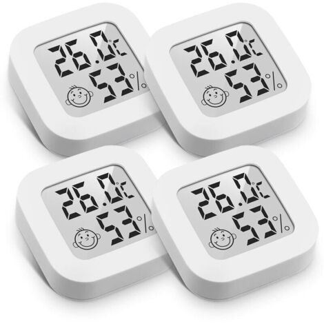 ZVD Mini Thermomètre Hygromètre Intérieur Digital à Haute Précision, Moniteur de Température et Humidimètre, Thermo Hygromètre Indicateur du Niveau de Confort (4.3cm4.3cm, blanc, 4) (1/4)