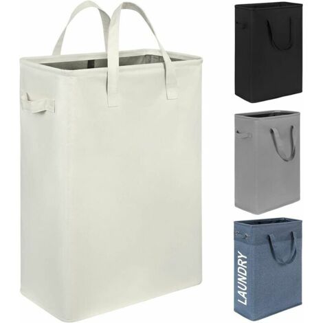 Panier à linge Panier à linge fin panier à linge étroit avec poignée pliable vêtements sales portable maigre panier organisateur bacs de rangement (55 cm, beige) Cisea (1/5)