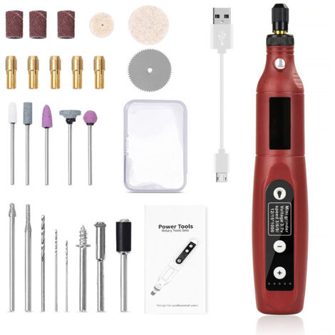 Mini Perceuse Outils Rotatifs LED Mini Perceuse Électrique sans Fil USB Rechargeable pour DIY, Polissage, Coupe (1/5)
