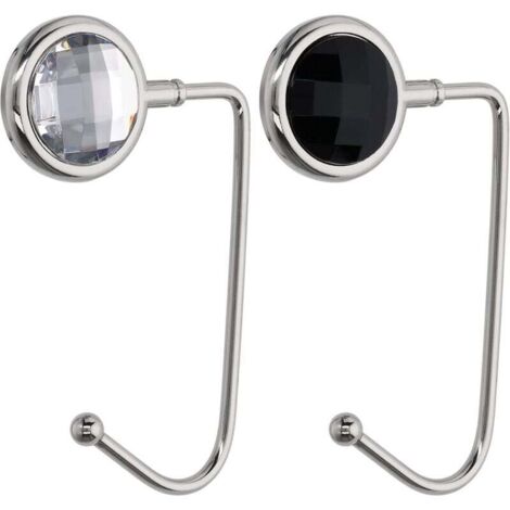 ZVD 2 Pcs Crochet de Sac à Main - Accroche Rigide Zinc en Aluminium - Porte-Sac pour Table Bureau - Suspension Sac à Main Petits Objets - Noir-Blanc-argenté (1/4)
