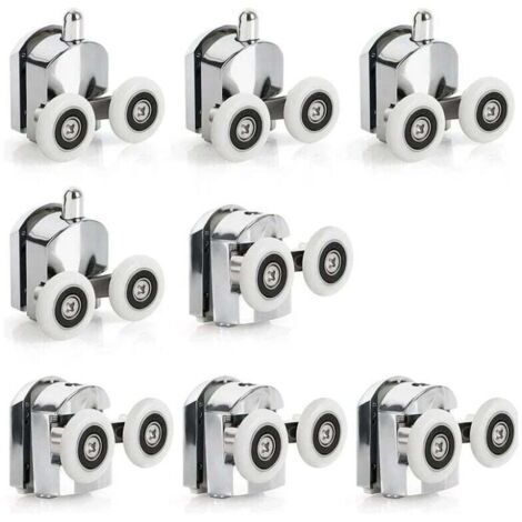 ZVD 8 Roulettes de Porte de douche coulissante en alliage de Zinc, roulettes de remplacement de 25mm de diamètre, doubles roues pour salle de bain (1/4)