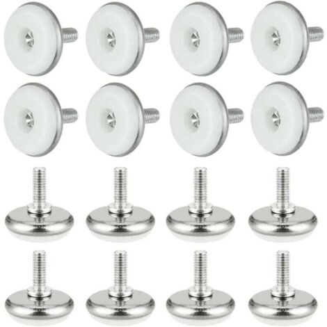 ZVD M6x15 x 30mm,Blanc,16 PCS Pied Vérin Réglable Pied de Nivellement en Plastique et Métal avec Écrou Pieds Réglables Vis de Réglage Meuble pour Table Meuble Bureau Placard Chaise (1/4)