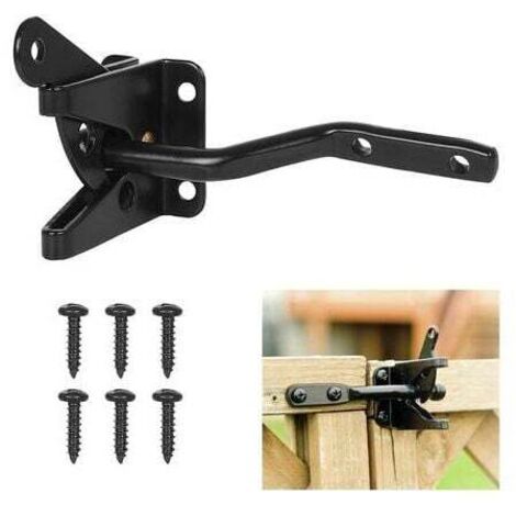 ZVD Serrure de porte Verrouillage automatique - Serrure à pêne métallique - Loquet en acier à gravité - Clôture de jardin - Noir - Vis de fixation fournies (1/4)