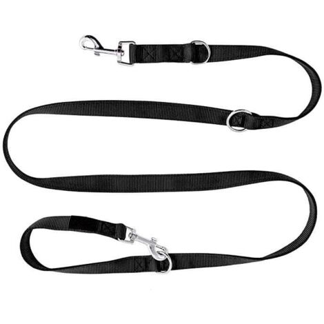ZVD laisse éducative pour chien en noir graphite, solide et réglable en 3 Differente longueurs ( 2.51.55m ) laisse pour chien, double laisse, tressée, laisse en corde, laisse réglable (1/4)