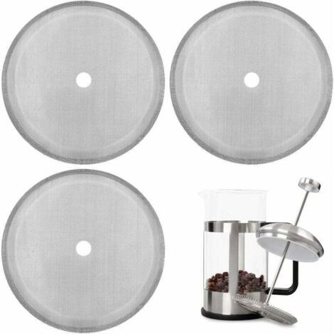 ZVD Paquet de 3 filtres à tamis de rechange pour presse française, filtres à mailles réutilisables en acier inoxydable pour cafetières à pression françaises universs de 1000 ml / 34 oz / 8 tasses