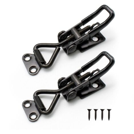 2 Pieces Adjustable Toggle Clamps, Steel Latch Clip, Heavy 100 KG/ 220 lbs Hold Buckle Ability, for Cabinets, Suitcases, Cupboards (1/5)