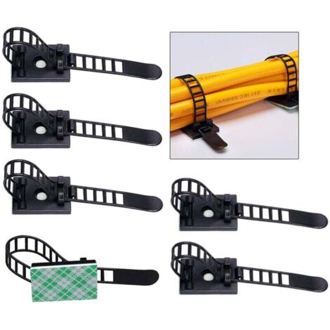 ZVD 100 Pièces Clips pour Cable, Attaches de Cable Clips de Câble Adhesive Attaches Ajustables en Nylon pour Cable et Colliers de Câble Adhésifs pour Organiseur de Fils Electriques TV, Chargeur, PC et (1/4)