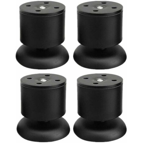 ZVD Lot de 4 Pieds Noir - 6cm de Meuble Réglable Pieds de Table en Acier Inoxydable avec Tapis en Caoutchouc et Vis (1/4)