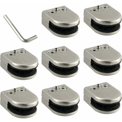 Pince de Verre en Acier Inoxydable 304 - 8 PCS, 68mm, Support Dos Plat, Finition Chromée, Balustrade