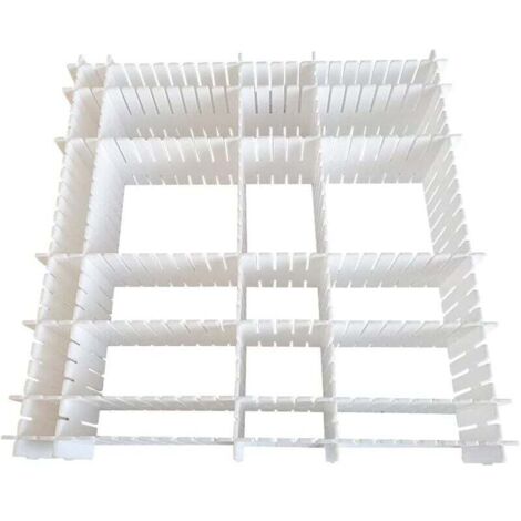 ZVD Organisateur de Tiroir, 12 Unité(s), Grille Diviseur de tiroir, Réglable, Séparateurs de Tiroir en Plastique pour sous-vêtements, Chaussettes, Ceintures, Fournitures de Bureau (Blanc) (1/4)