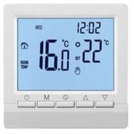 ZVD Thermostat mural intelligent avec écran LCD pour chauffage au sol-Rétroéclairage blanc