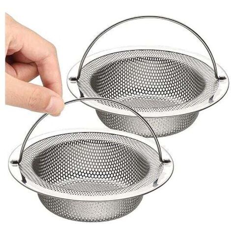 ZVD 2pcs Lot de 2 Filtre à évier de Cuisine, Crépine de Vidange d’évier en Acier Inoxydable avec Poignée Relevable, Diamètre Extérieur 11 cm x Hauteur 2 cm (1/4)