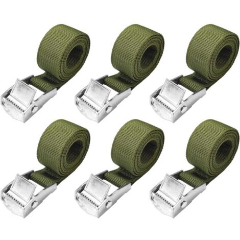 Sangles d'arrimage de 1 m - Lot de 6 Courte Sangle a Cliquet avec Boucle de Serrage 25mm 250kg Sangle Porte Velo, Sangle Moto Extrêmement Robustes (1/5)