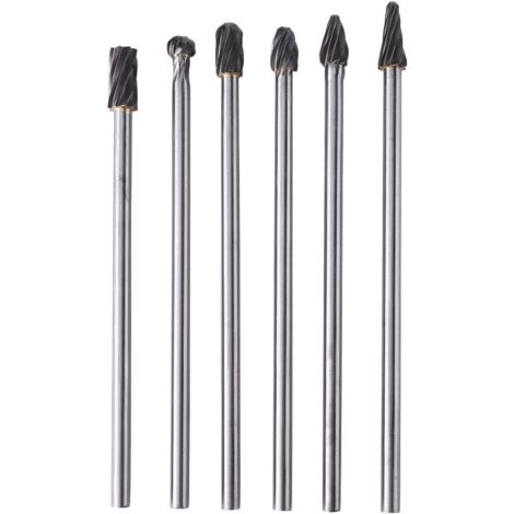 Kit de 6 Fraises Rotatives en Carbure de Tungstène - Tige 6mm - Tête 10mm - Outil Dremel