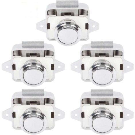 ZVD Bouton Poussoir Camping Car - Serrure Loquet Porte Fermeture Placard Bouton pour RV caravane de moteur 5 pièces Argent