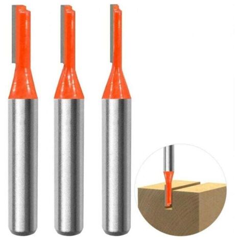ZVD 3pcs 8mm Tige Straight Routeur Bit Set, Fraises À Rainurer Fraise À Bois Outillage Bois Fraise 3mm,4mm,5mm Pour Transformation Du Bois Perçage Et Sculpture (1/4)