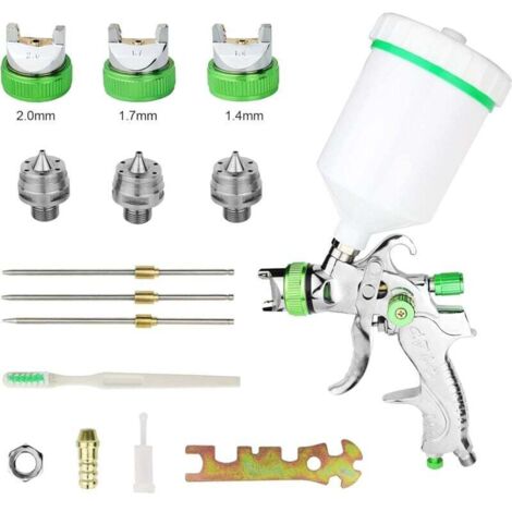 ZVD HVLP Professionnel Pistolet à Peinture 600cc avec 3 Buses 1,4mm 1,7mm 2,0mm, Pistolet pulvérisateur d'air à Alimentation par gravité HVLP Meubles de Voiture (1/4)