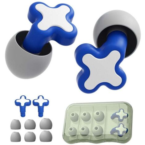 ZVD Bleu , Bouchons d'oreille en silicone pour dormir,Bouchons d'oreille en silicone Isolation acoustique Bouchons d'oreille anti-bruit - Bouchons d'oreille de concert Protection auditive haute fidéli (1/4)