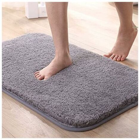 ZVD Tapis de Bain Absorbant Antidérapant Extra Epais de Douche pour Salle de Bain Tapis de Sol Chenille Lavable en Machine (Gris, 50x80cm)-Fei Yu (1/4)