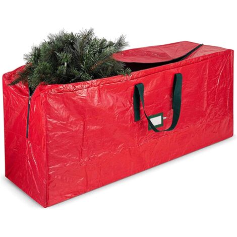 Artificial Christmas Tree Storage Bag, Garden Garbage Trash Bag Anti-UV Waterproof Large Zippered Bag with Carry Handles, Red1223451cm (1/5)