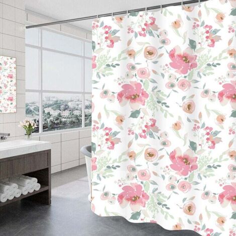 ZVD 180 x 200cm Rideau de Douche avec 12 Crochets Séchage Rapide(Manoir des Roses), Tissu Polyester Imperméable Lavable en Machine, Rideaux Salle de Bain (1/4)
