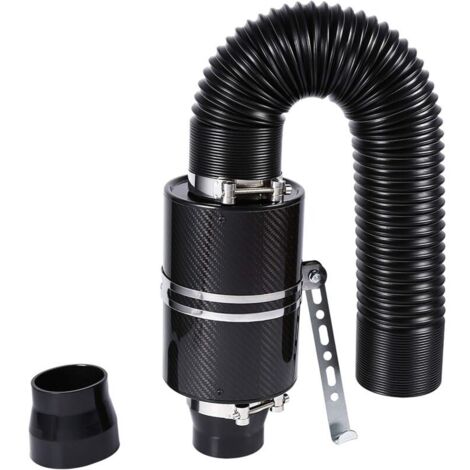 ZVD Kit d'aspiration d'air froid en fibre de carbone, Système d'aspiration filtre à air sport voiture boîte filtre à air Rubber Intake Flow pantalon tuyau air froid filtre série 3"boîte universelle (1/4)